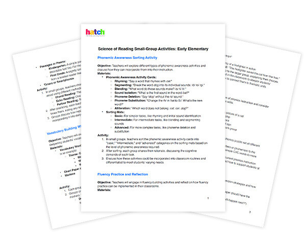 Science of Reading Small Group Activities Early Elementary