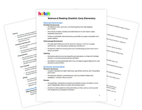 SOR checklist early elementary